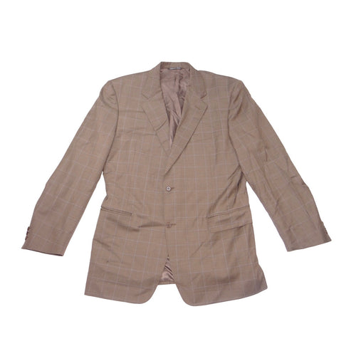 Canali Mens Brown Windowpane Wool Blazer Sport Coat Made in Italy 42R 43R