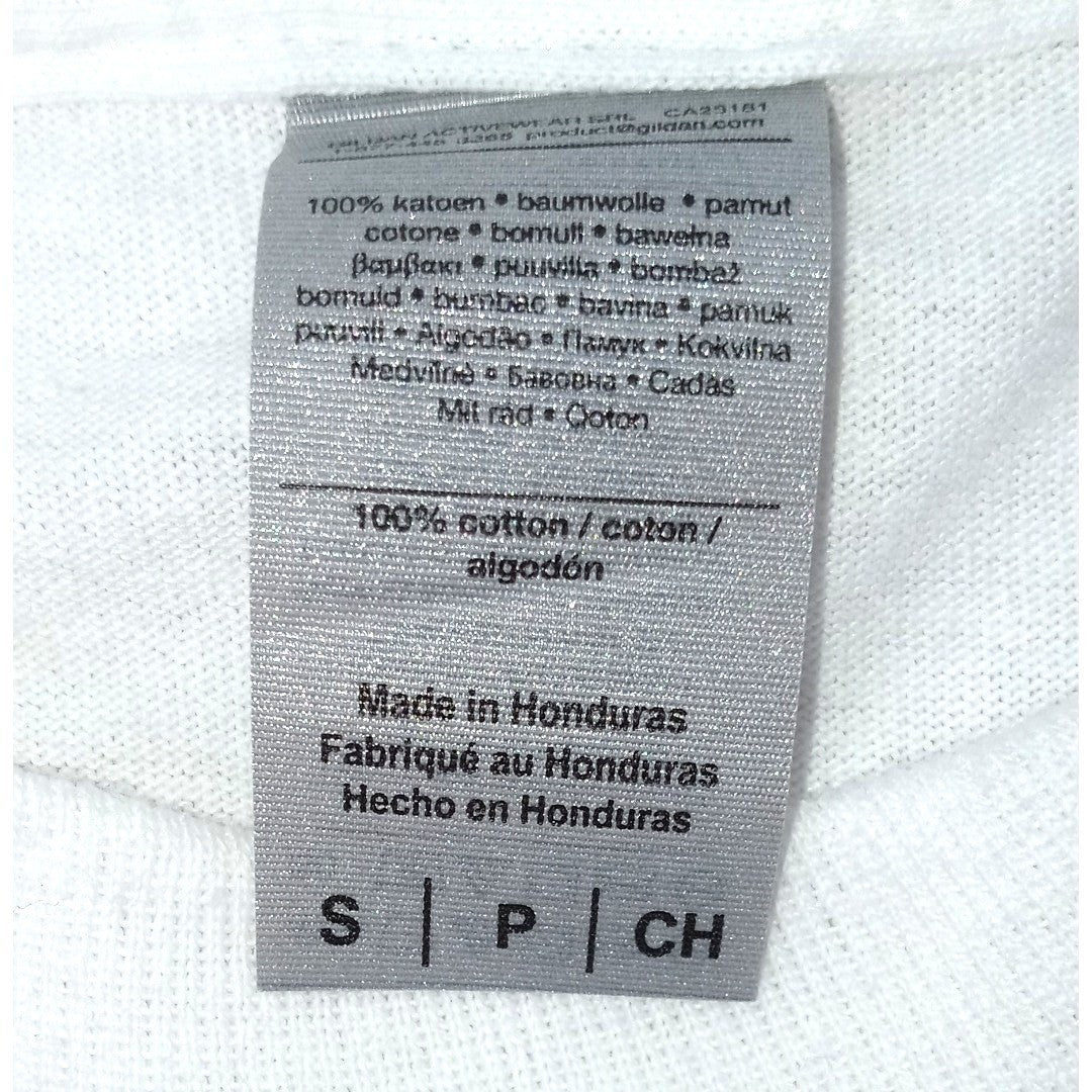Gildan White Long Sleeve Graphic T Shirt Mens Size S "No Face Killah" Print