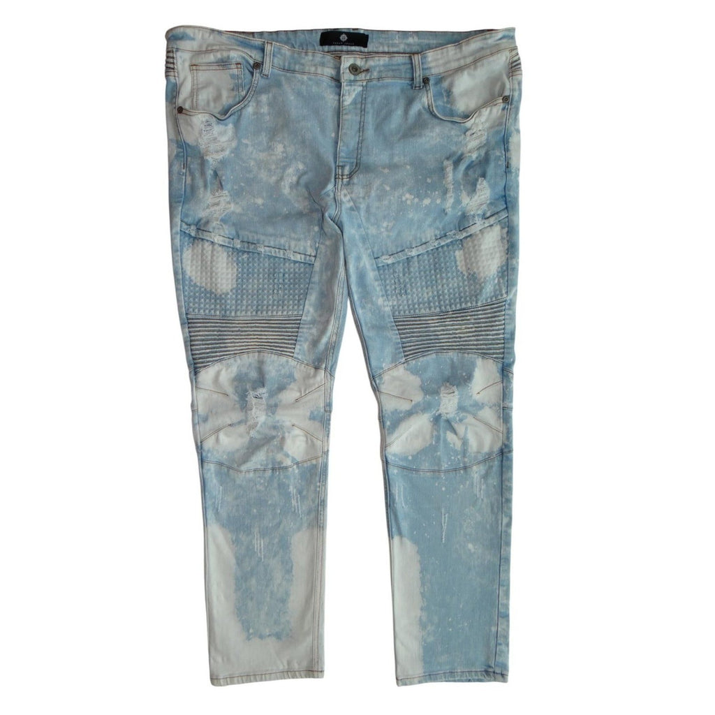 Mens Light Blue Acid Wash Skinny Jeans