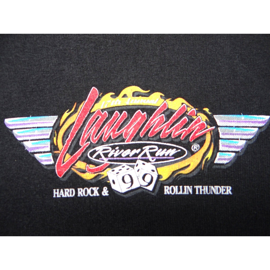Vintage 1999 Laughlin River Run Biker T-Shirt Mens Large Black Hanes 90s Rally