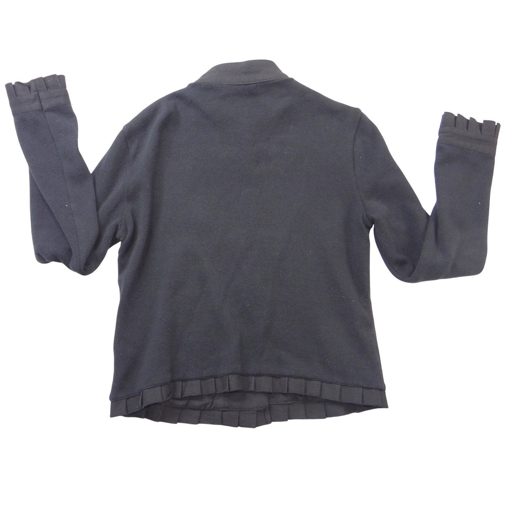 Vintage Iconic Michael Simon Women Black Ruffle Pleated Button Front Jacket Sz S