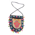 Hamsa Hand Embroidered Crossbody Bag Multicolor Tassel Boho Festival Pouch