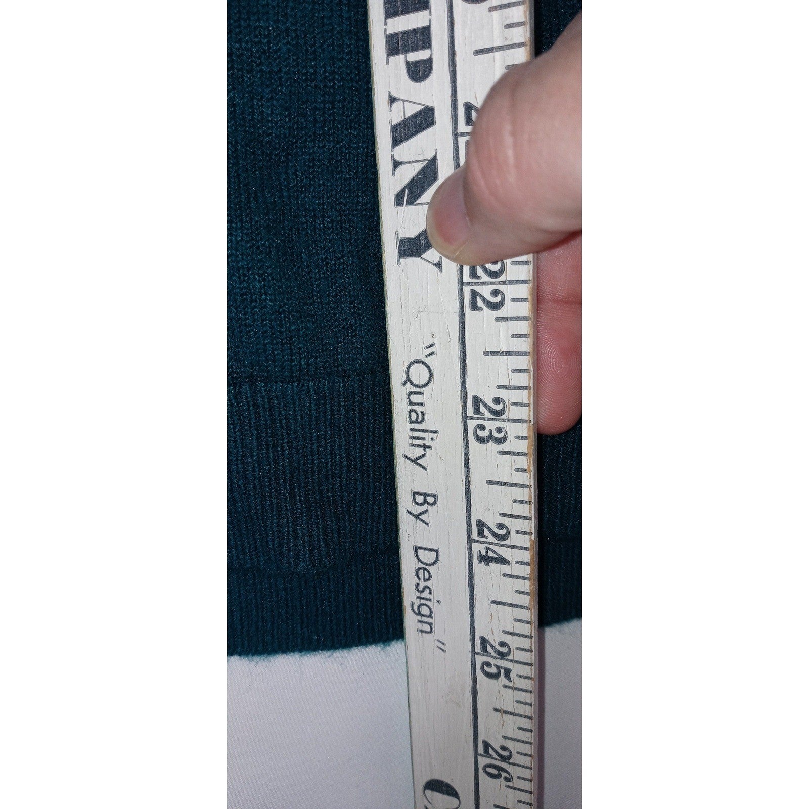 Gervele Teal Blue Ribbed Knit Mock Neck Tie Neck Sweater Top Women's Medium
