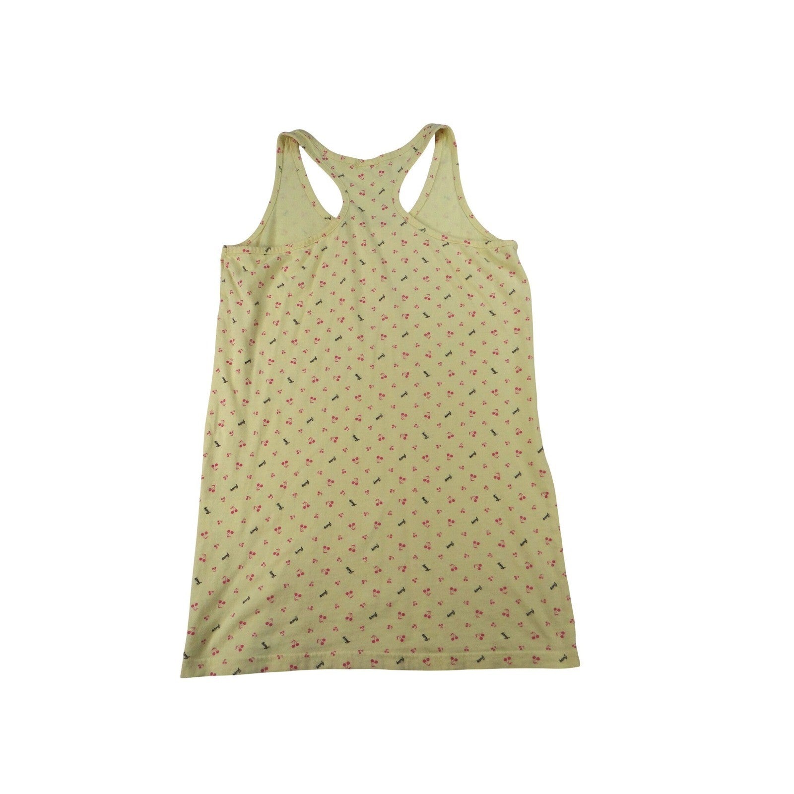 Y2K COLZA Womens Yellow Cherry Print Racerback Tank Top Size L