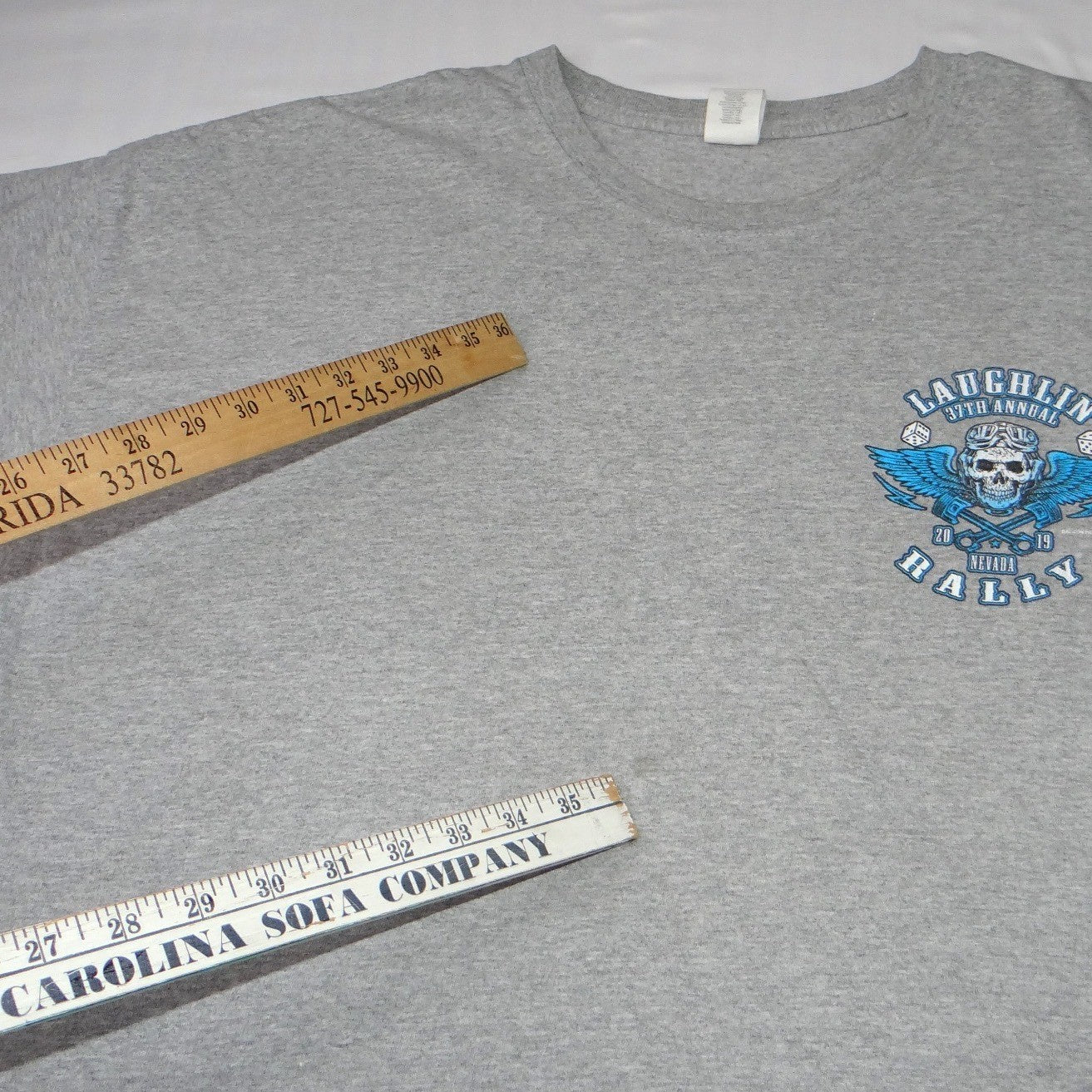 Laughlin 37th Annual Nevada Rally 2019 Mens Gray Graphic T-Shirt XXL