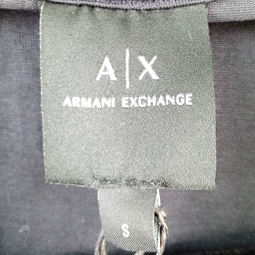 NWT-Armani Exchange Mens Deep Navy Quarter Zip Polo Shirt Size S