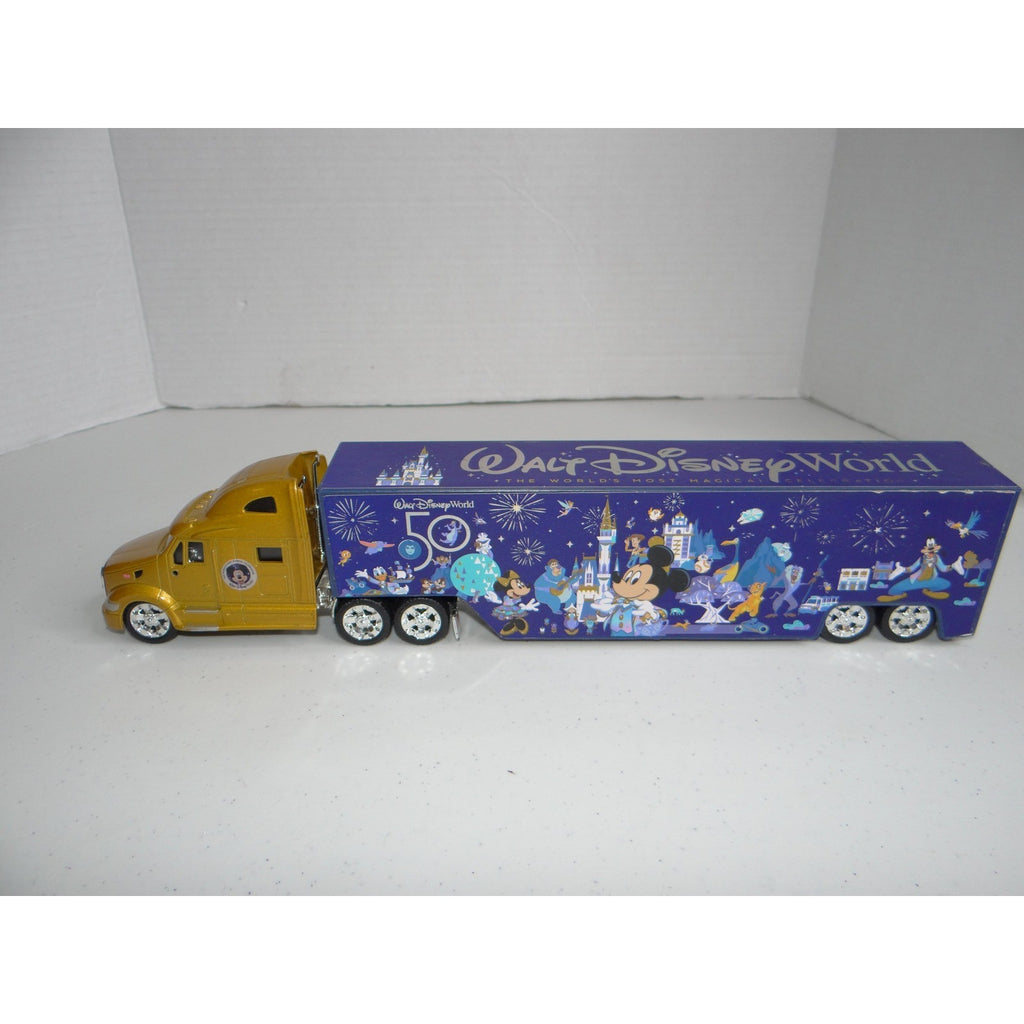 Disney World 50th Anniversary Semi Truck Trailer Gold Blue Mickey Friends 2736