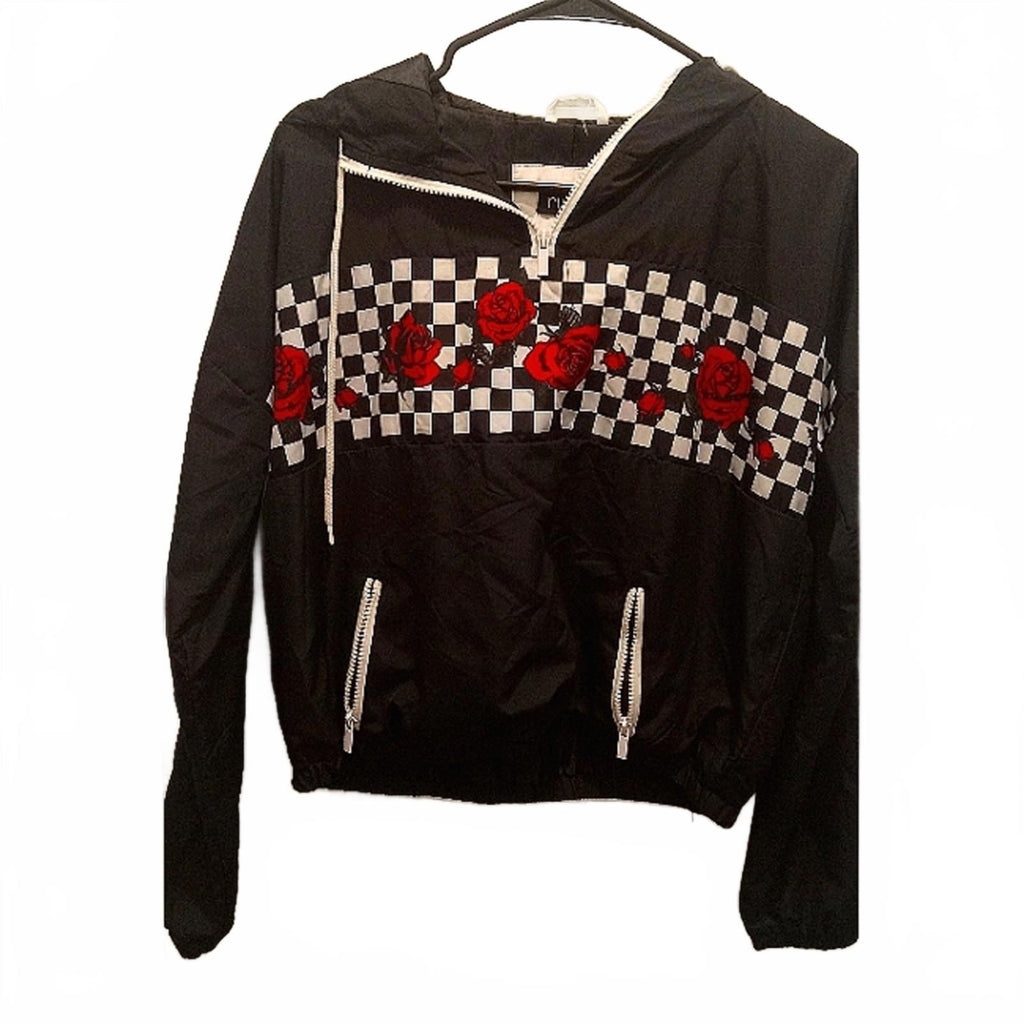Rue21 Cropped Hooded Windbreaker Jacket with Roses