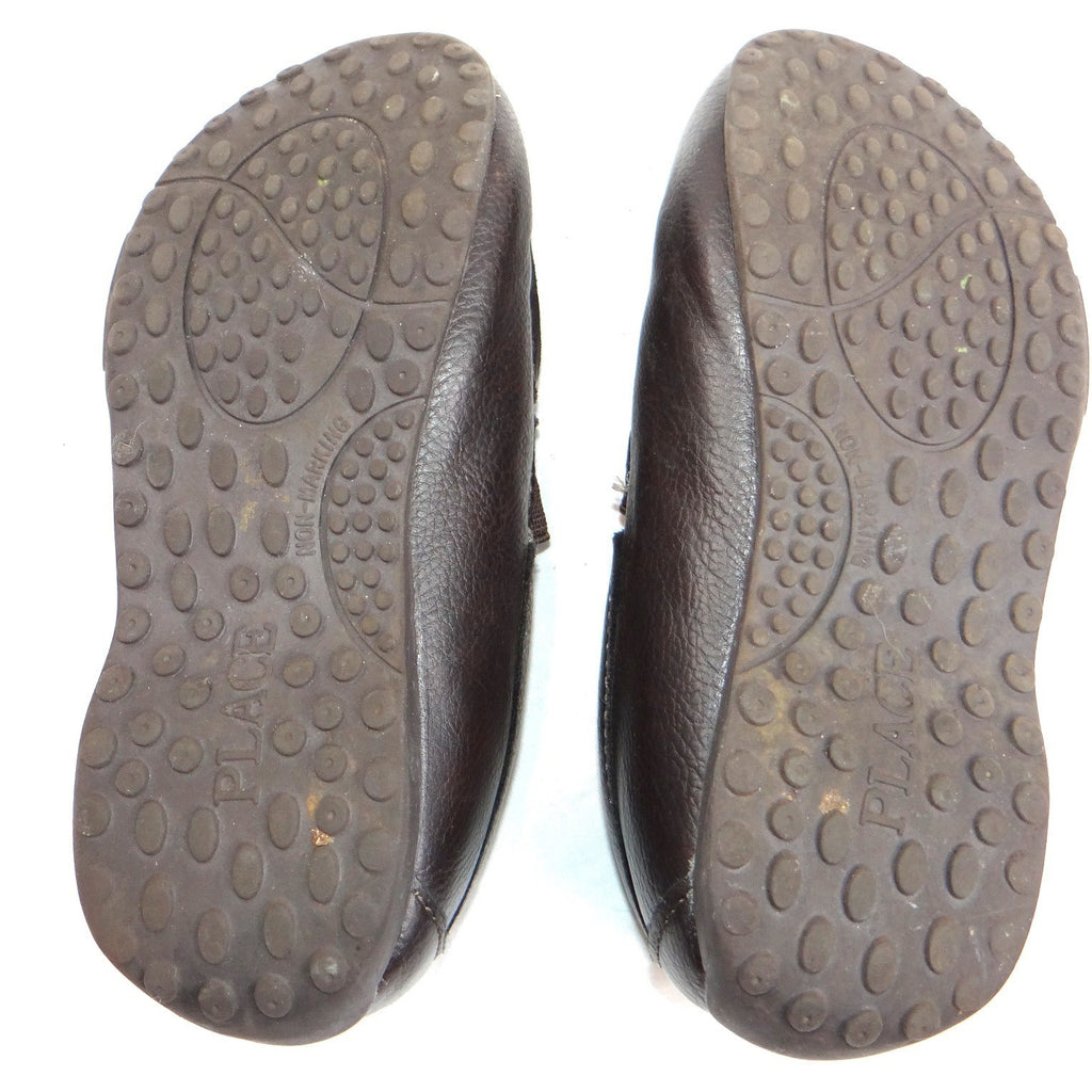 Kids Brown Faux Leather Slip On Loafer Shoes Size 13