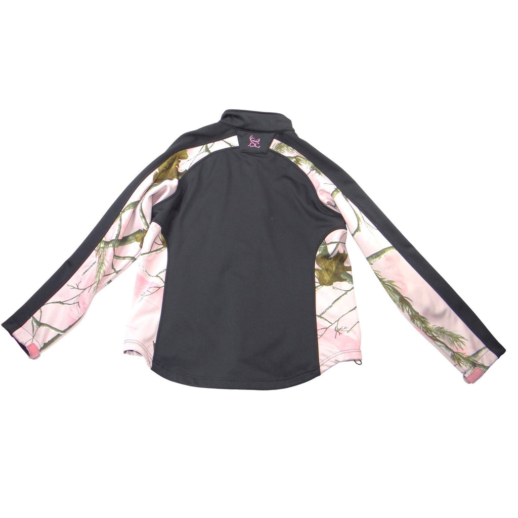 Bushmaster Womens XL Softshell Jacket Pink Realtree Camo Black Full Zip Fleece