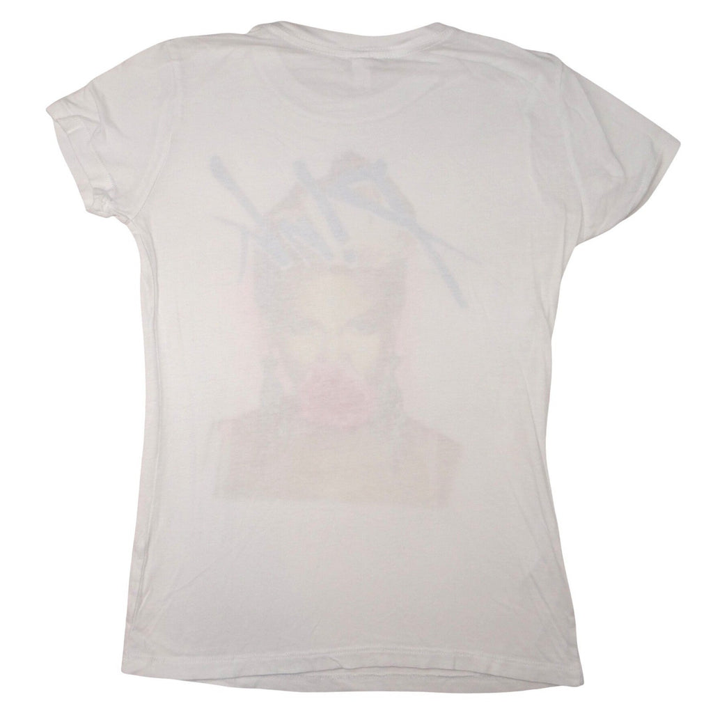 White Pink Singer Pop Star Rose Mouth Graphic T Shirt Women's Size Medium