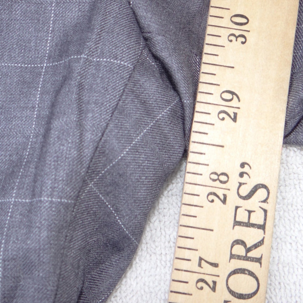 Mens Grey Windowpane Plaid Dress Pants Flat Front Trousers Size 38 S6037