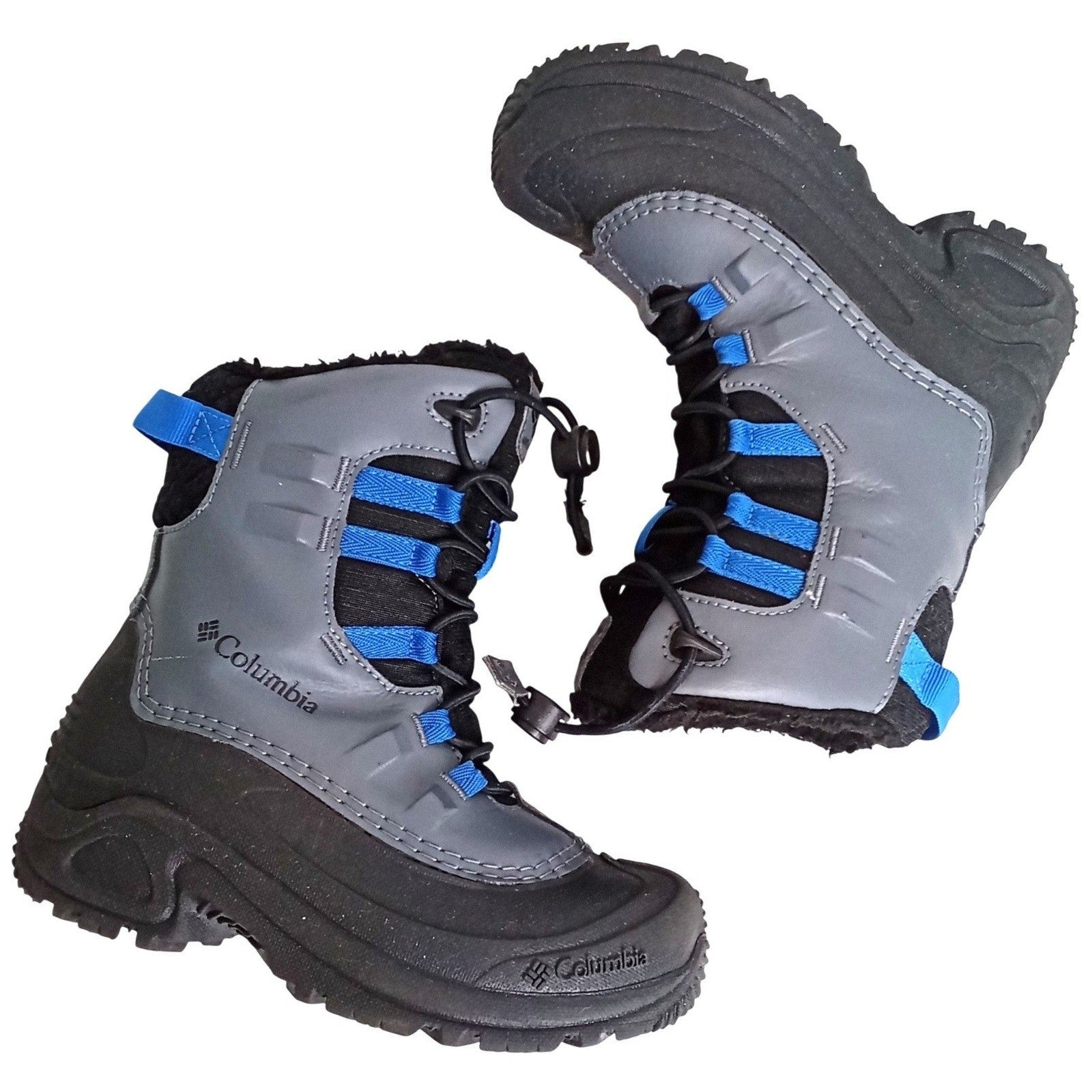 Columbia Kids Waterproof Snow Boots Grey Black Blue Omni-Heat Size 1