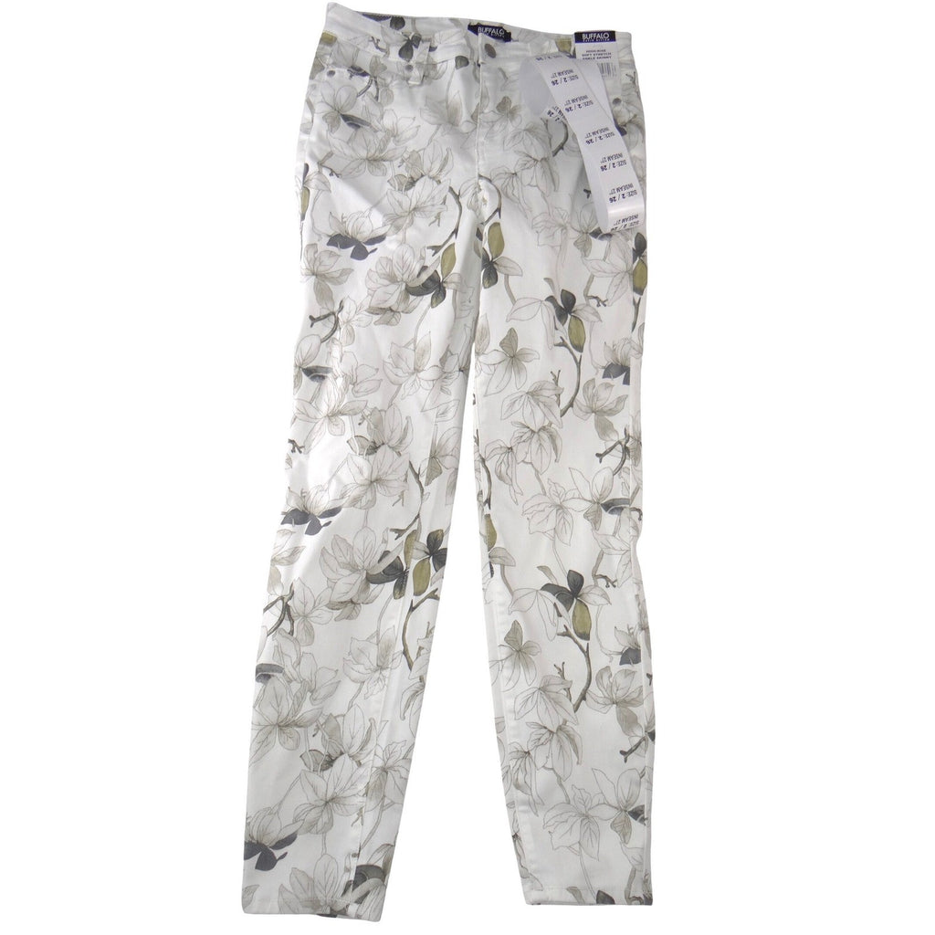 NWT-Buffalo David Bitton Havana High Rise Ankle Skinny Floral Pants Ivory
