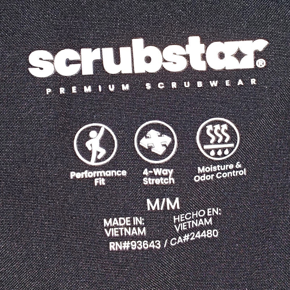 Scrubstar Premium Scrubwear Womens Black V-Neck Scrub Top Medium 4-Way Stretch