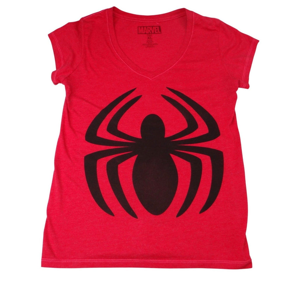 Marvel Spider Man Graphic Womens V Neck T Shirt Red XL