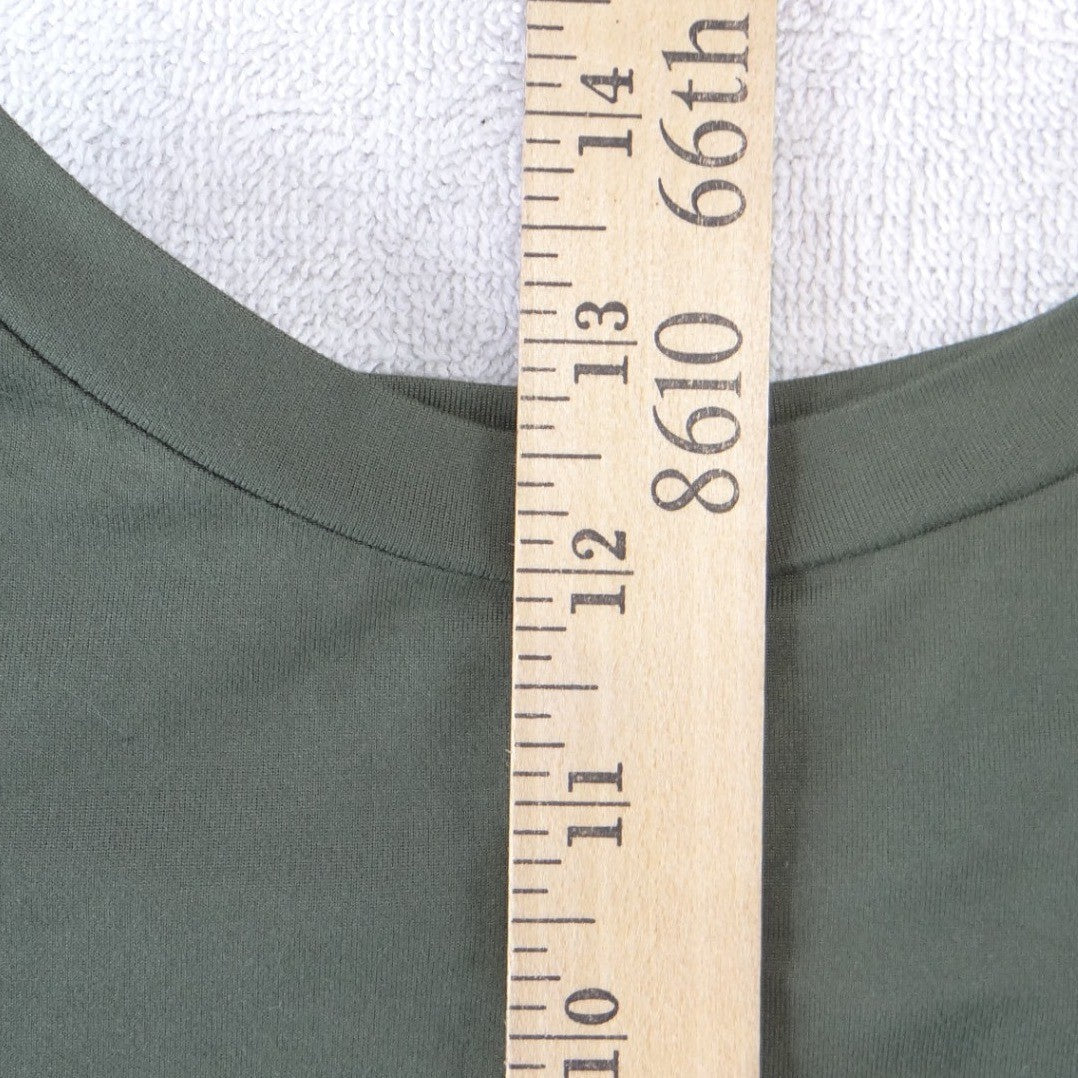 Womens Olive Green Short Sleeve Crew Neck Polyester Crop Top Tee Size Large
