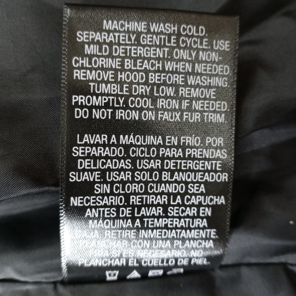 NWT Vintage Womens Black Quilted Long Coat Removable Hood Faux Fur Trim Medium
