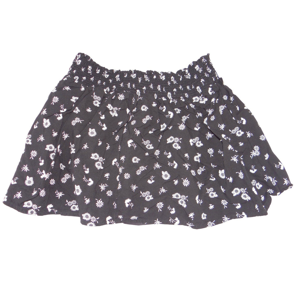 Wonder Nation Girls Plus Size L 10-12 Black White Floral Daisy Smocked Skort