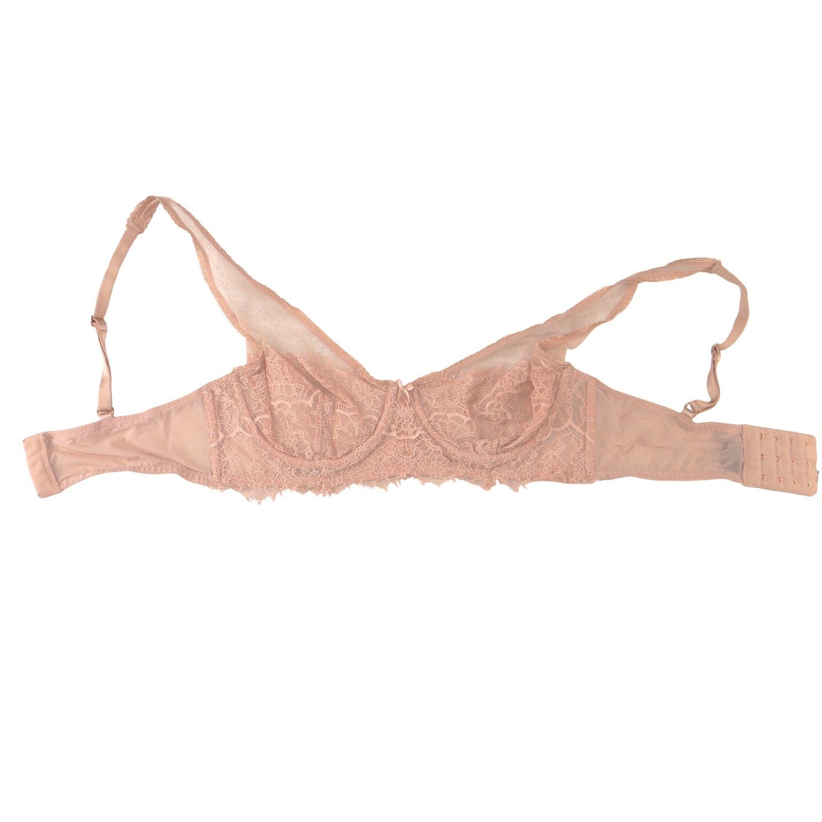 Victoria's Secret Nude Tan Floral Lace Unlined Plunge Bra 32D Underwire