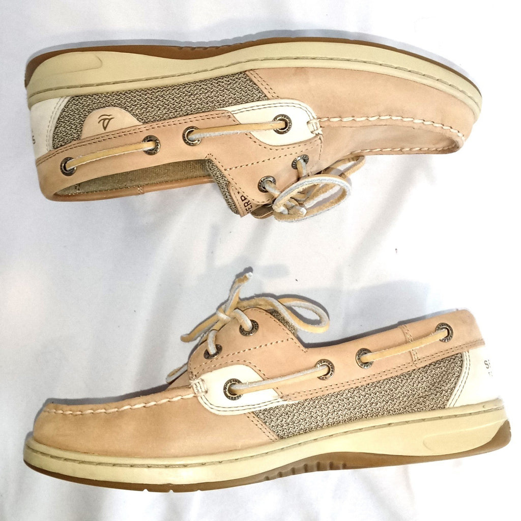 Sperry Top-Sider Womens Tan Leather Mesh Boat Shoes Loafers Size 7M