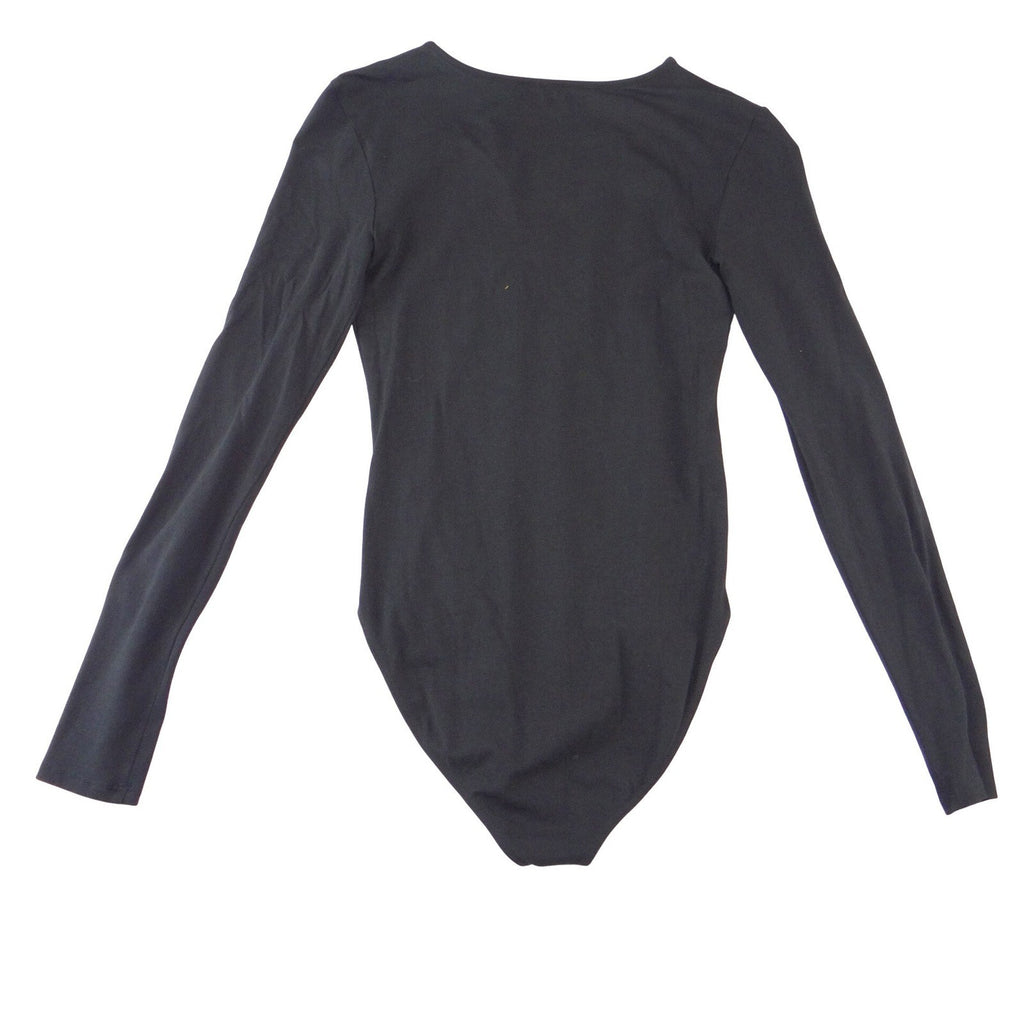 Express Womens Black Lace V-Neck Long Sleeve Snap Bottom Bodysuit Size S