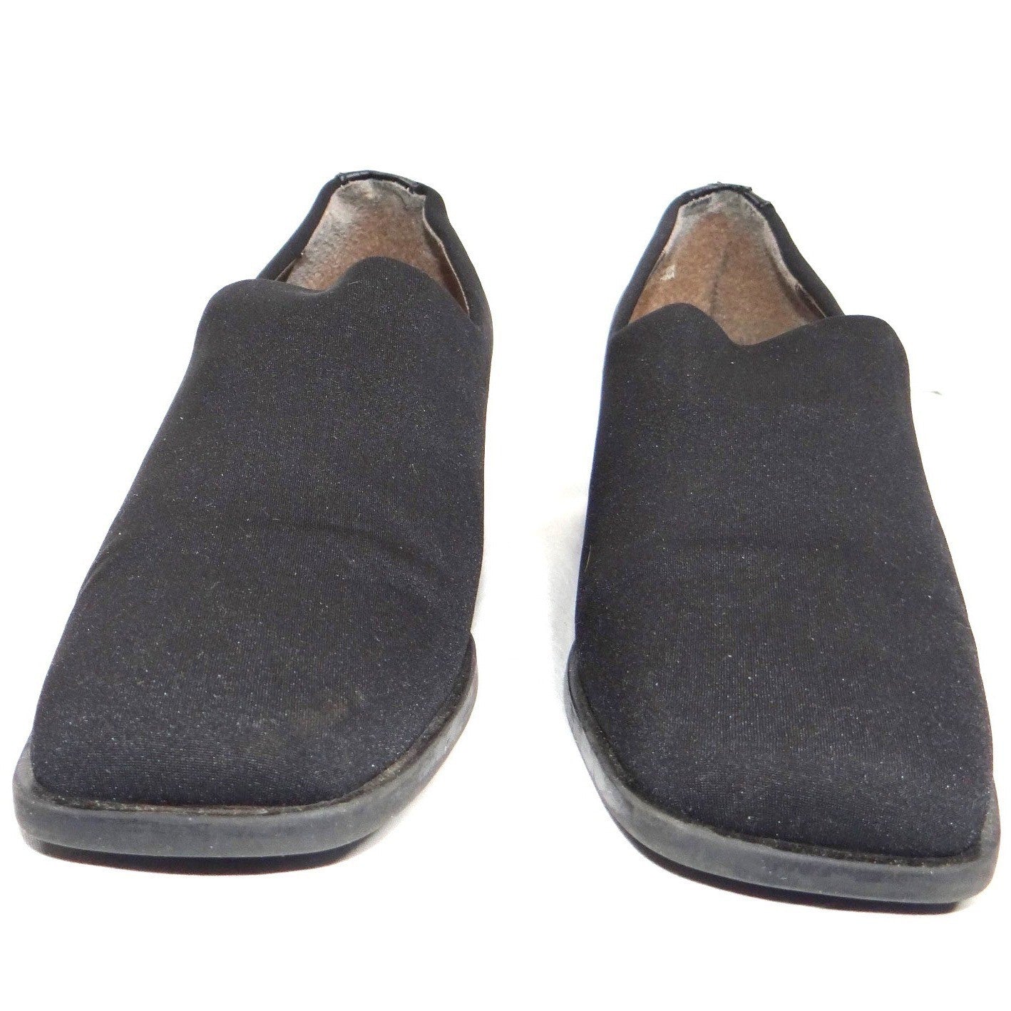 Vintage Jasmin Black Fabric Square Toe Block Heel Loafer Shoe w Box Women Sz 8M
