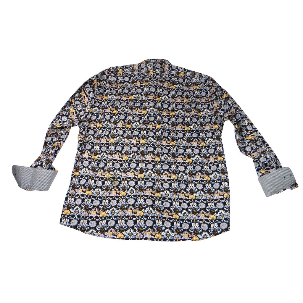 Cigar Couture Mens 3XL Button Down Shirt Black Multi Color Skull Floral Print