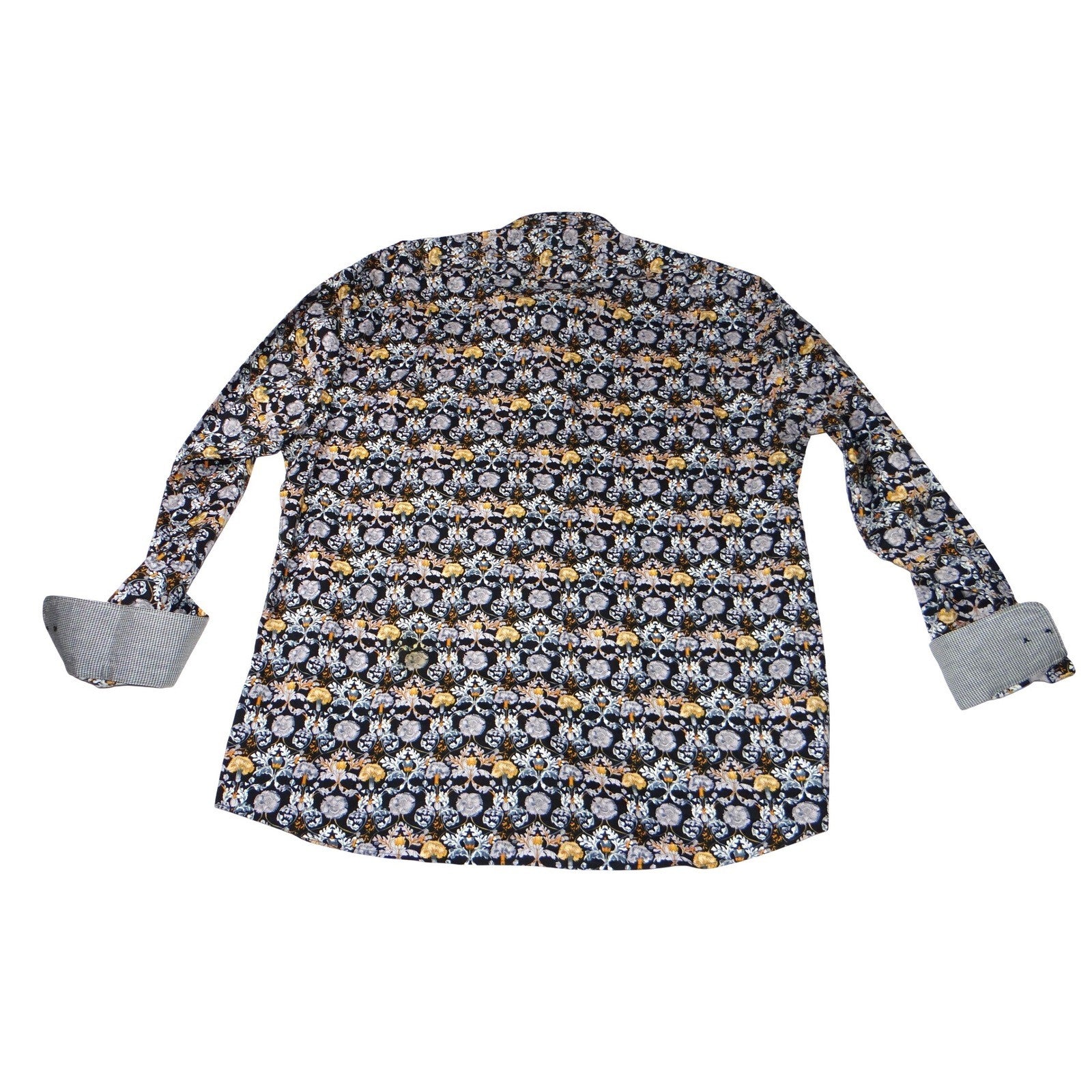 Cigar Couture Mens 3XL Button Down Shirt Black Multi Color Skull Floral Print