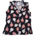 Calvin Klein Womens Black Red Floral Sleeveless V-Neck Blouse Size Large