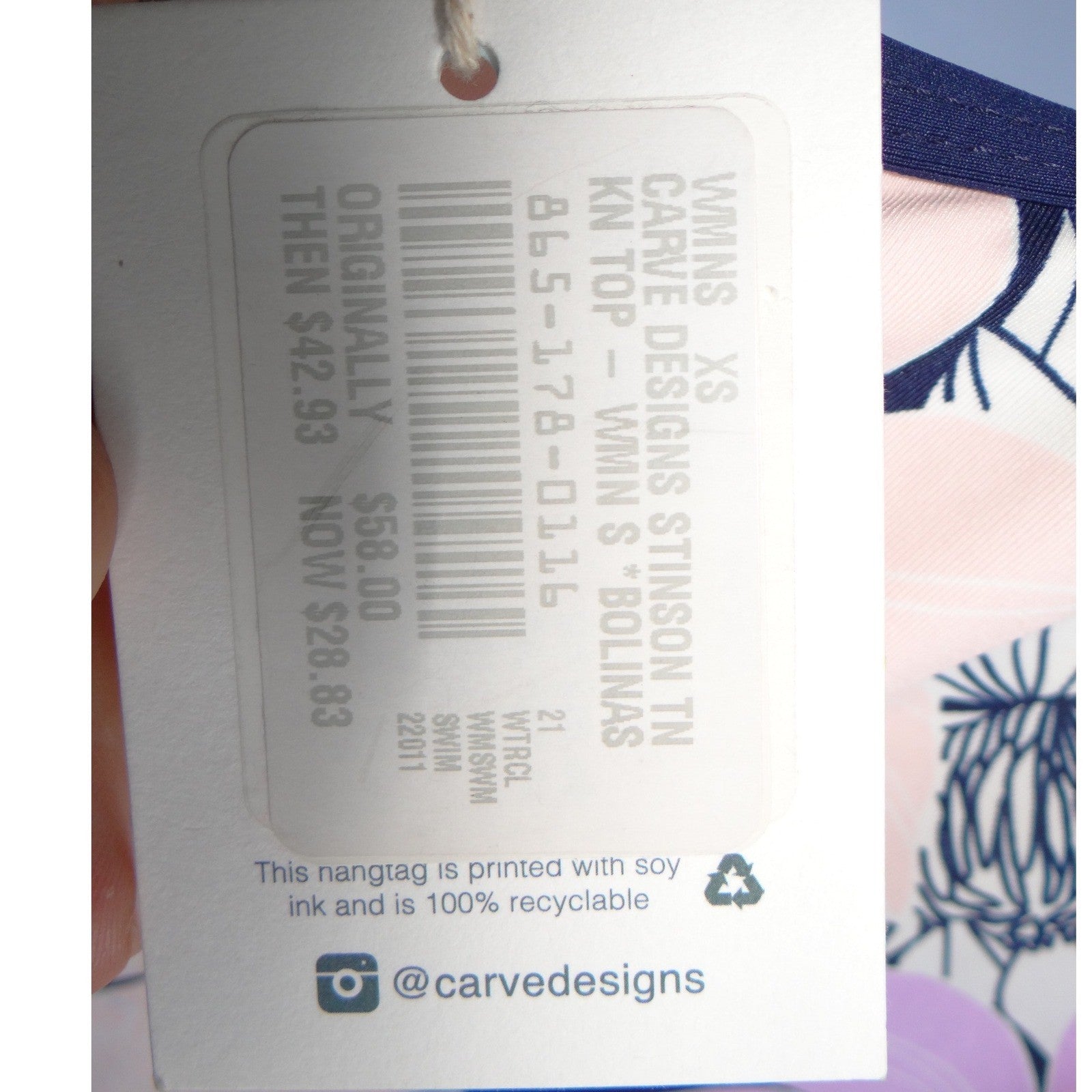 NWT-Carve Designs Stinson Tankini Top Bolinas Floral Navy Lavender Small