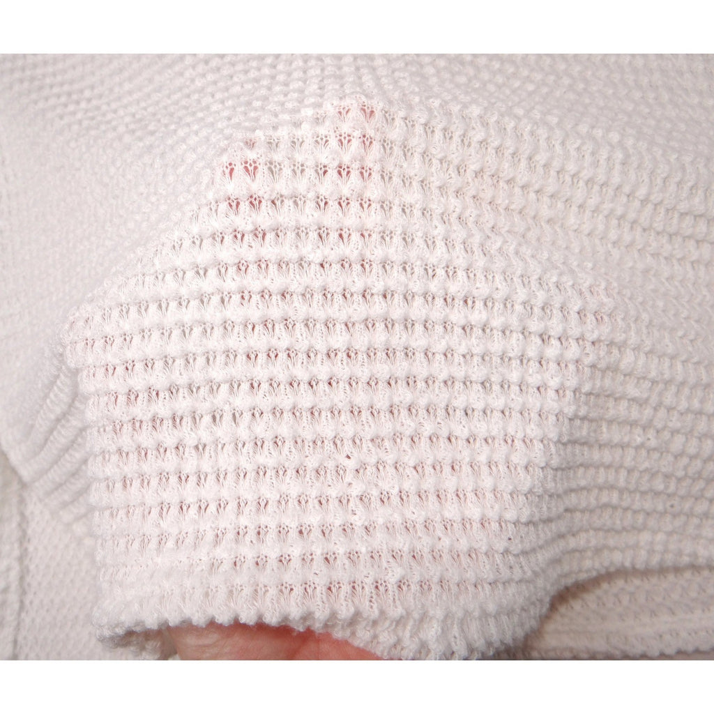 TRESICS White Waffle Knit Crochet Lace Patchwork Sleeve Sweater Women