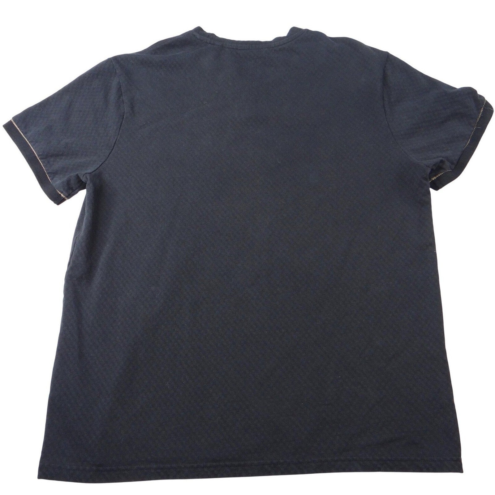 GUESS Black Textured Henly T Shirt Mens XL