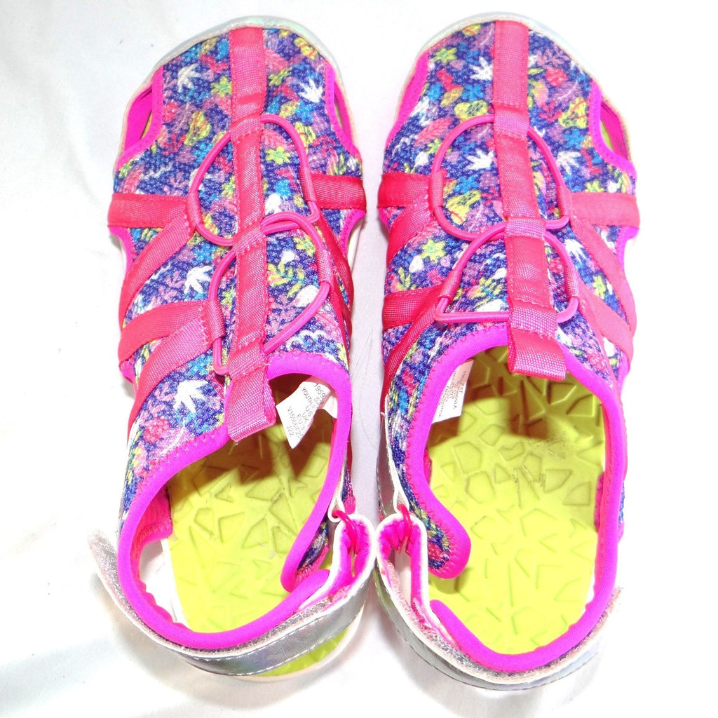 Lands End Youth 6M Girls Sport Sandals Pink Floral Holographic Water Shoes