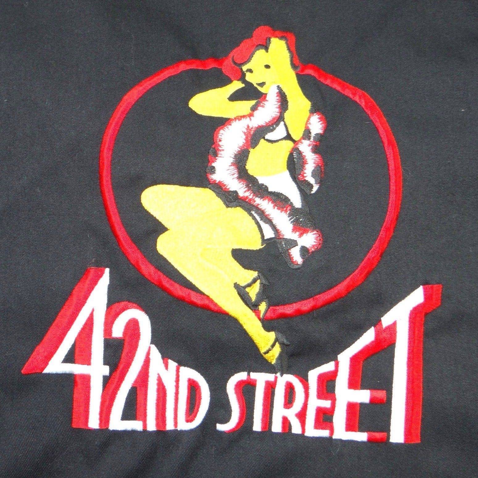 Vintage Black 42nd Street Pin-up Girl Embroidered Work Shirt Mens Dennis XL