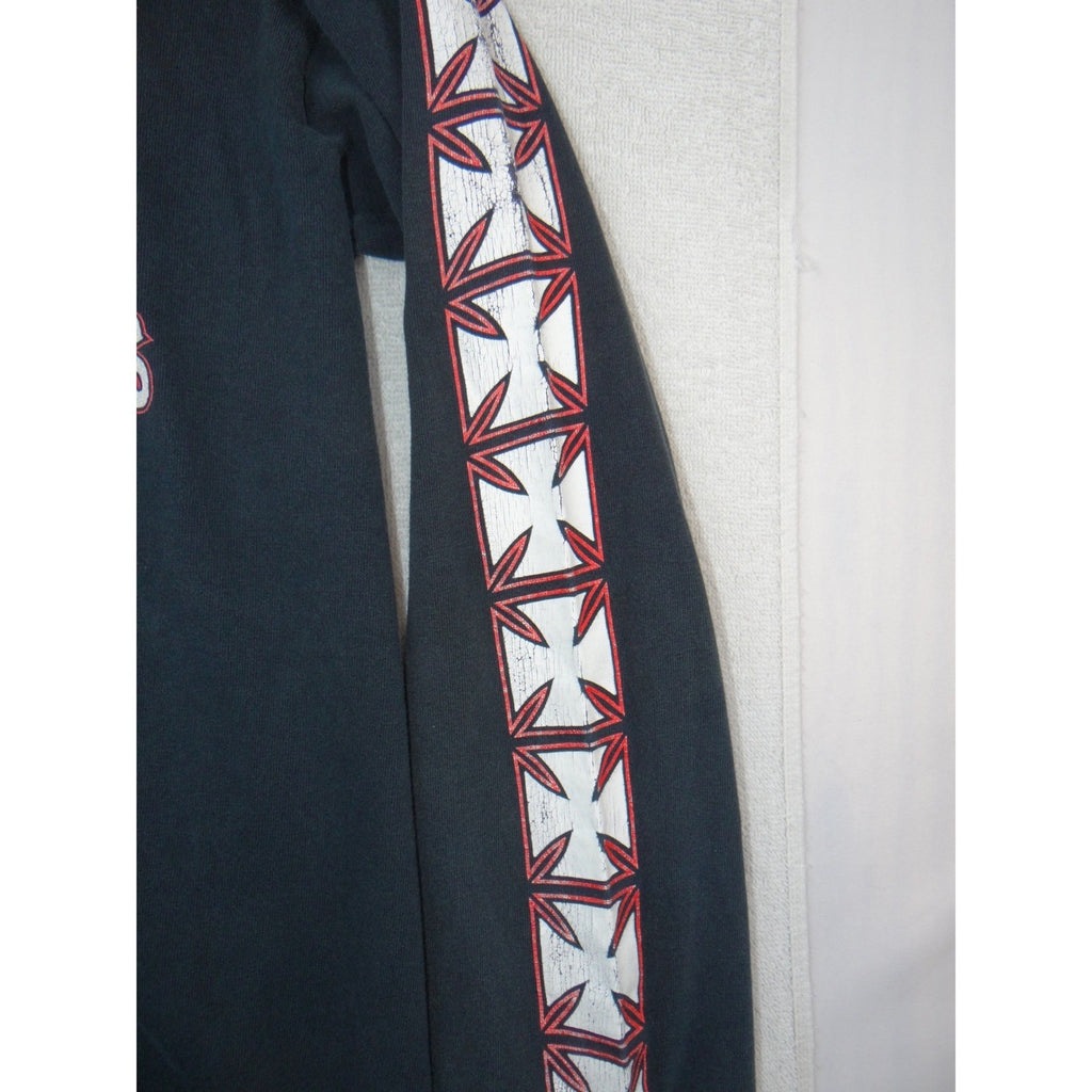 Vintage Bad Ass Choppers Long Sleeve Graphic T-Shirt Mens Black M Iron Cross