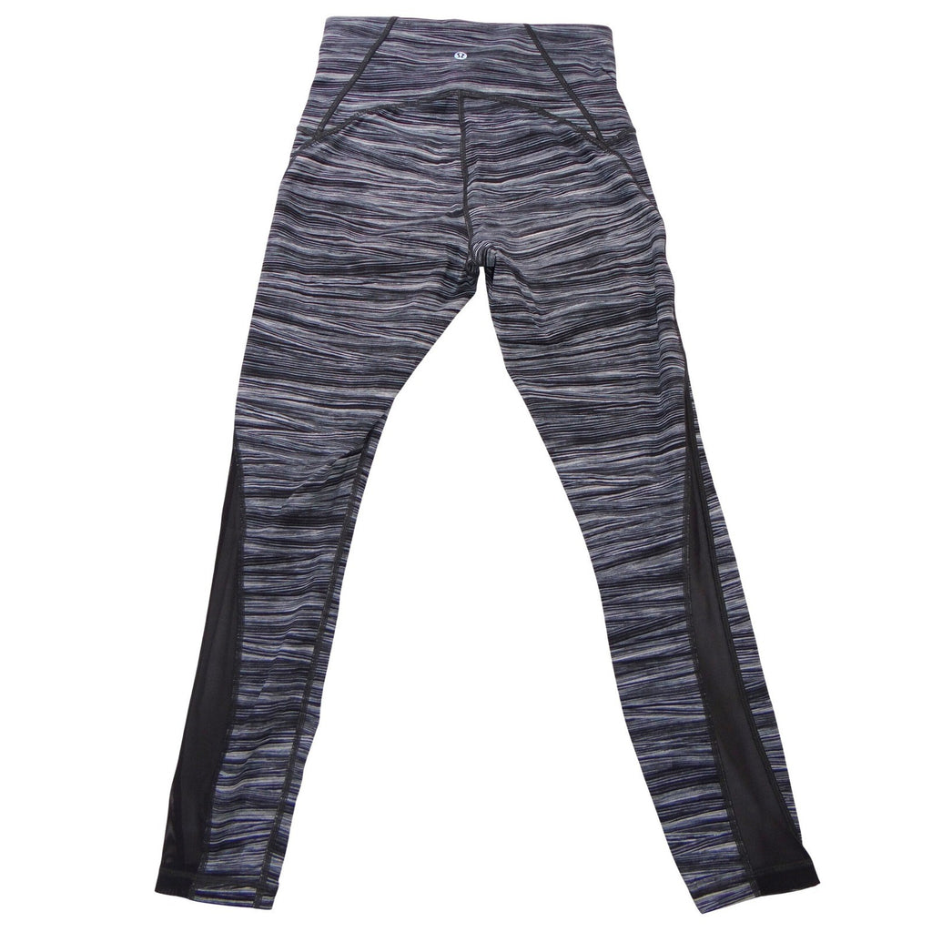 Lululemon High Rise Space Dye Mesh Panel Leggings Black Grey White Size 6