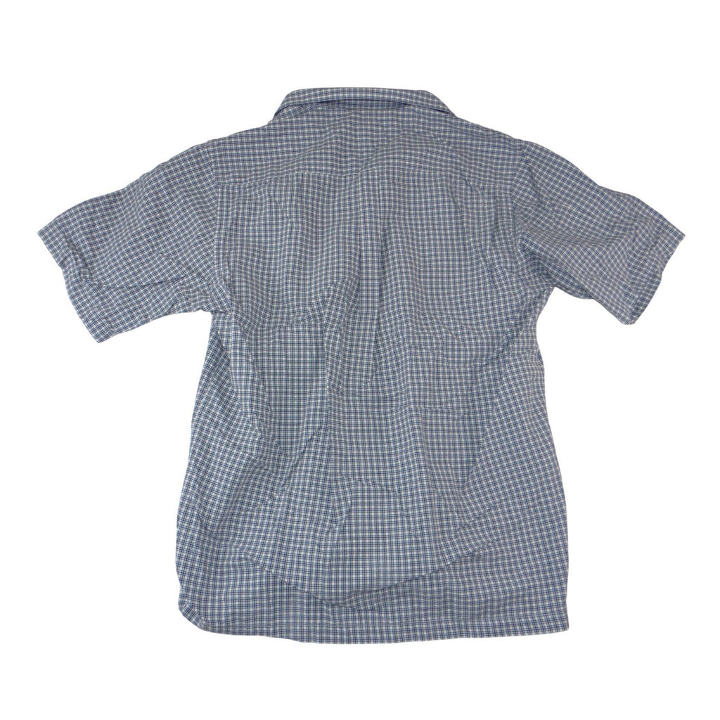 Pisanti Mens Short Sleeve Plaid Button Down Shirt Blue White Easy Fit Large