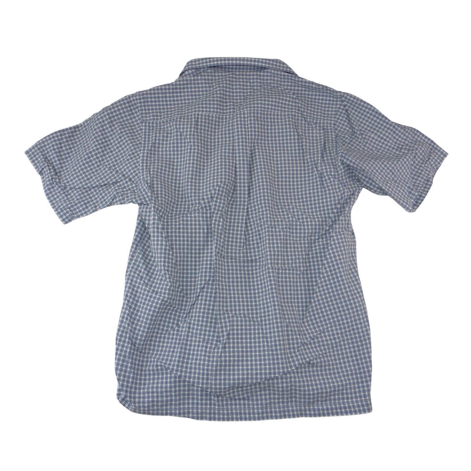 Pisanti Mens Short Sleeve Plaid Button Down Shirt Blue White Easy Fit Large