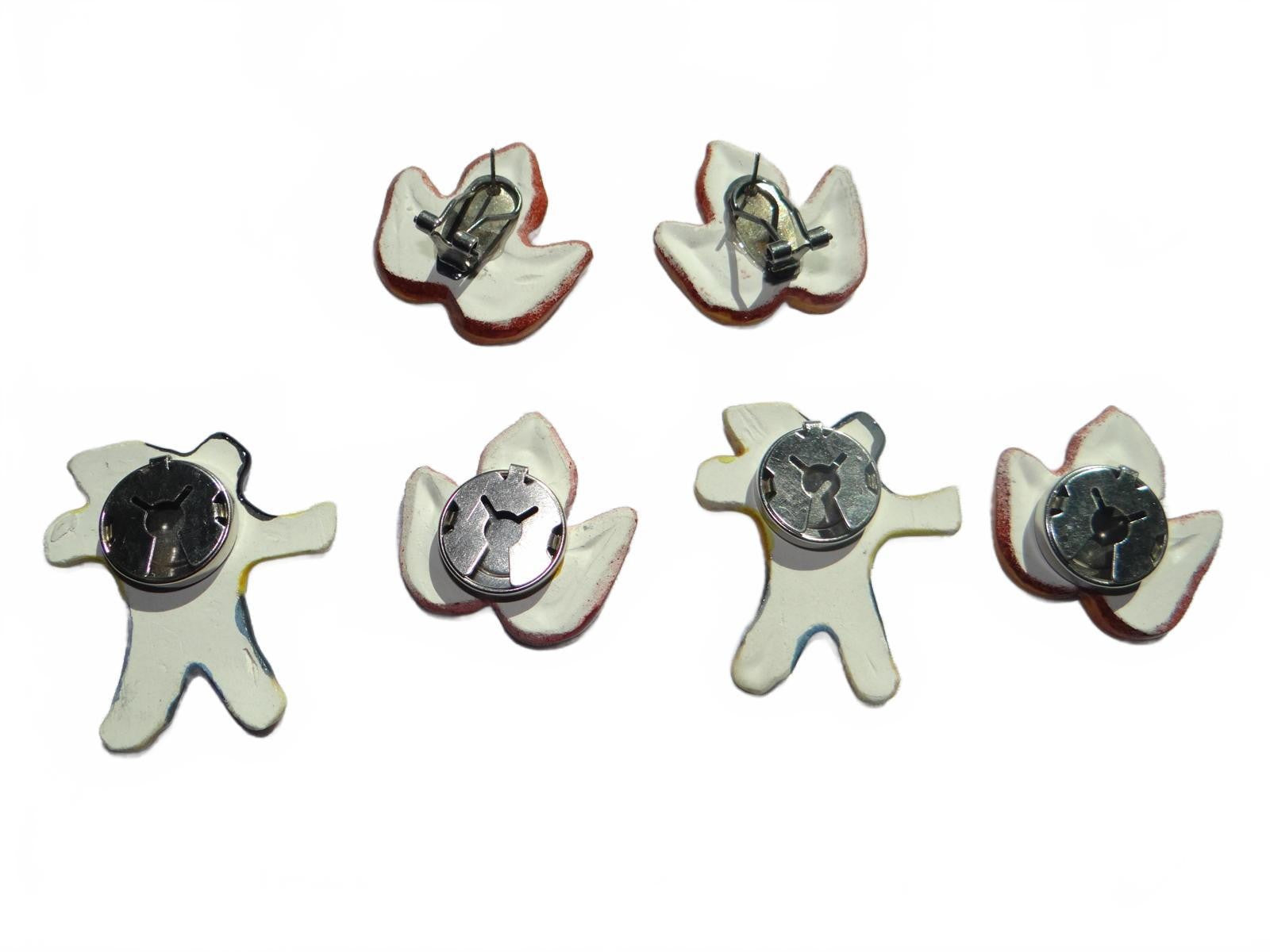 Handmade Ceramic Fall-Themed Button Covers & earrings
