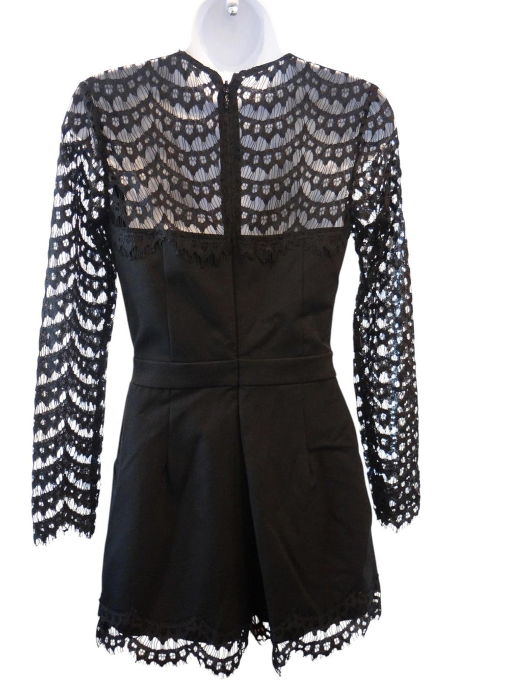 Adelyn Rae Elegant Black Lace Romper - XS