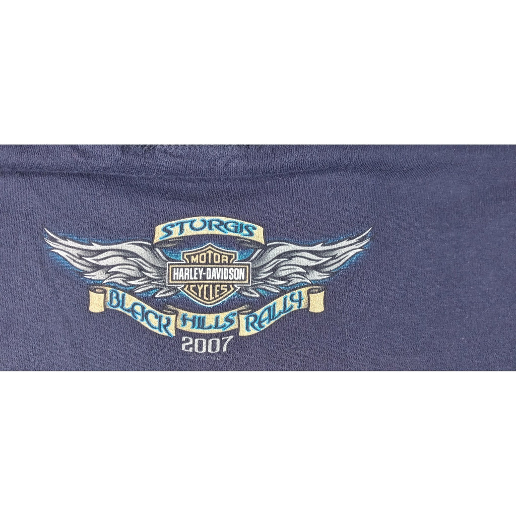 Harley Davidson Sturgis Black Hills Rally 2007 T Shirt Men Large Blue Wolf Moon