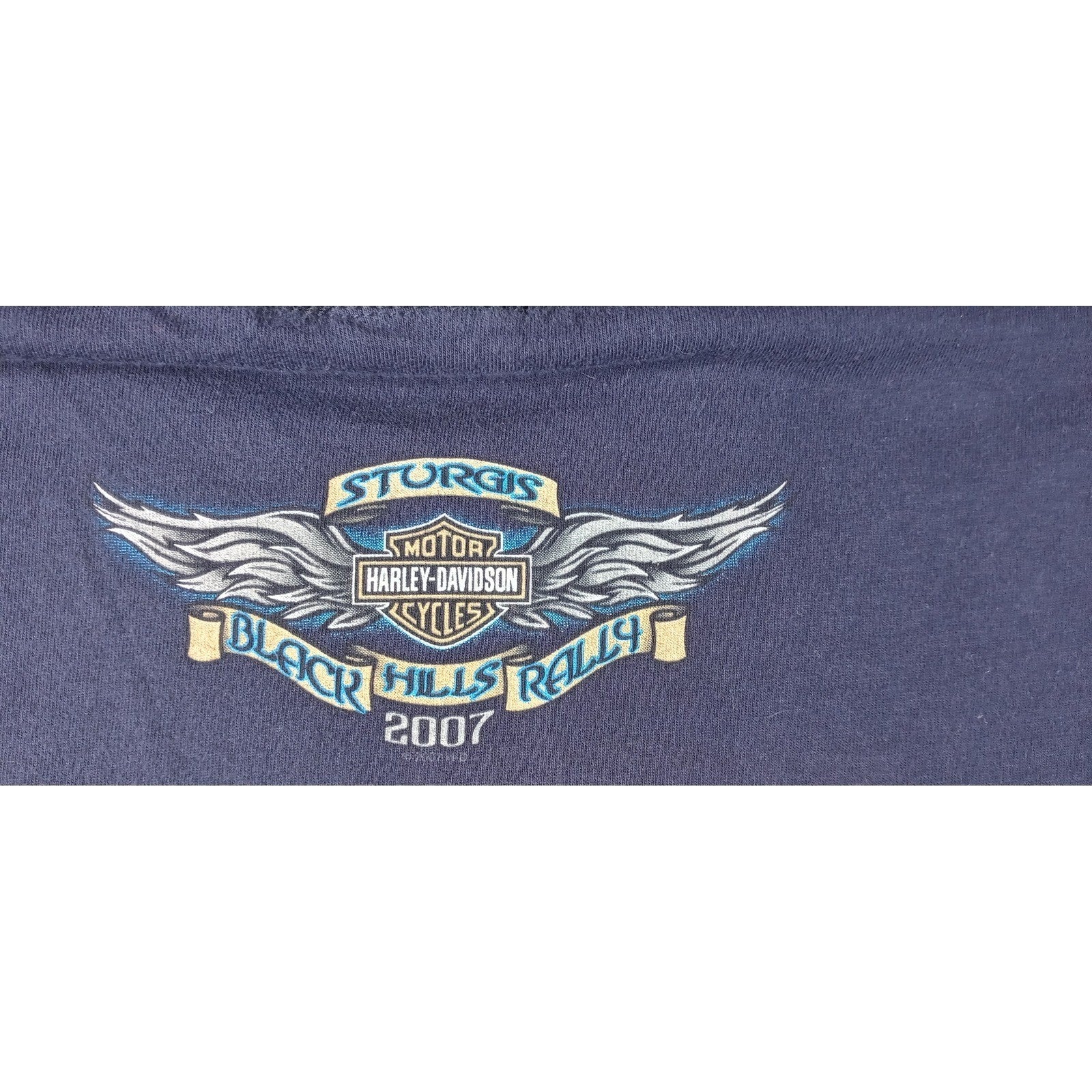 Harley Davidson Sturgis Black Hills Rally 2007 T Shirt Men Large Blue Wolf Moon