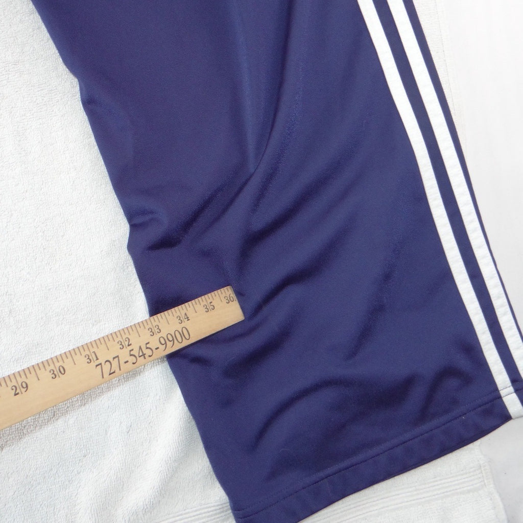 Adidas Mens XL Track Pants Purple Navy White 3 Stripe Wide Leg Vintage