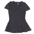 INC International Concepts Womens Black Ribbed Peplum Knit Scoop Neck Top M