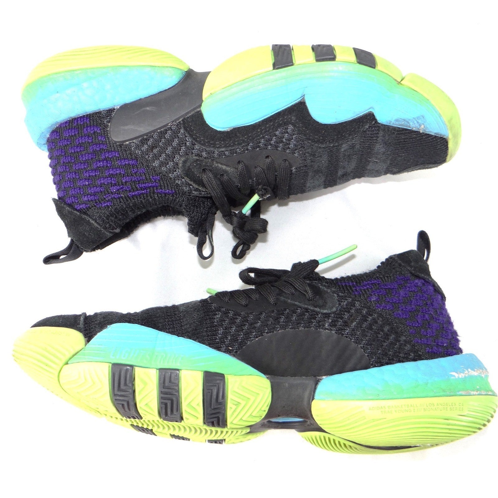 Adidas Trae Young 2.0 Mens 5.5 Basketball Shoes Black Purple Neon