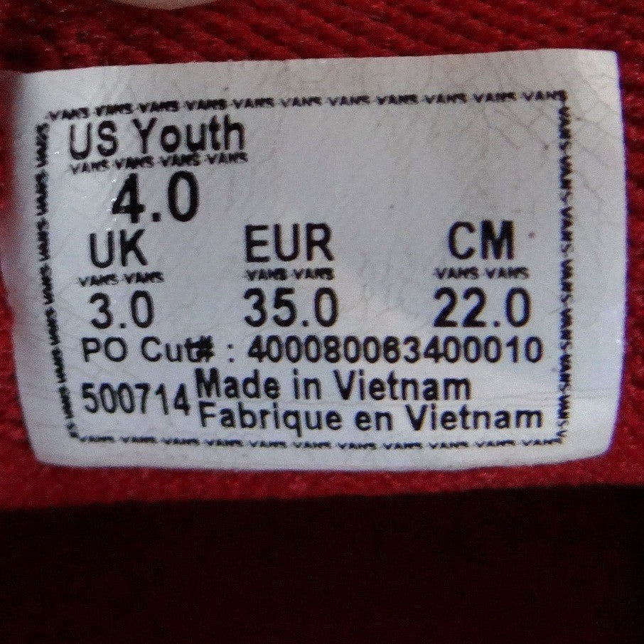 Vans Old Skool Red White Checkerboard Suede Canvas Kids Shoes Size 4.0 Youth