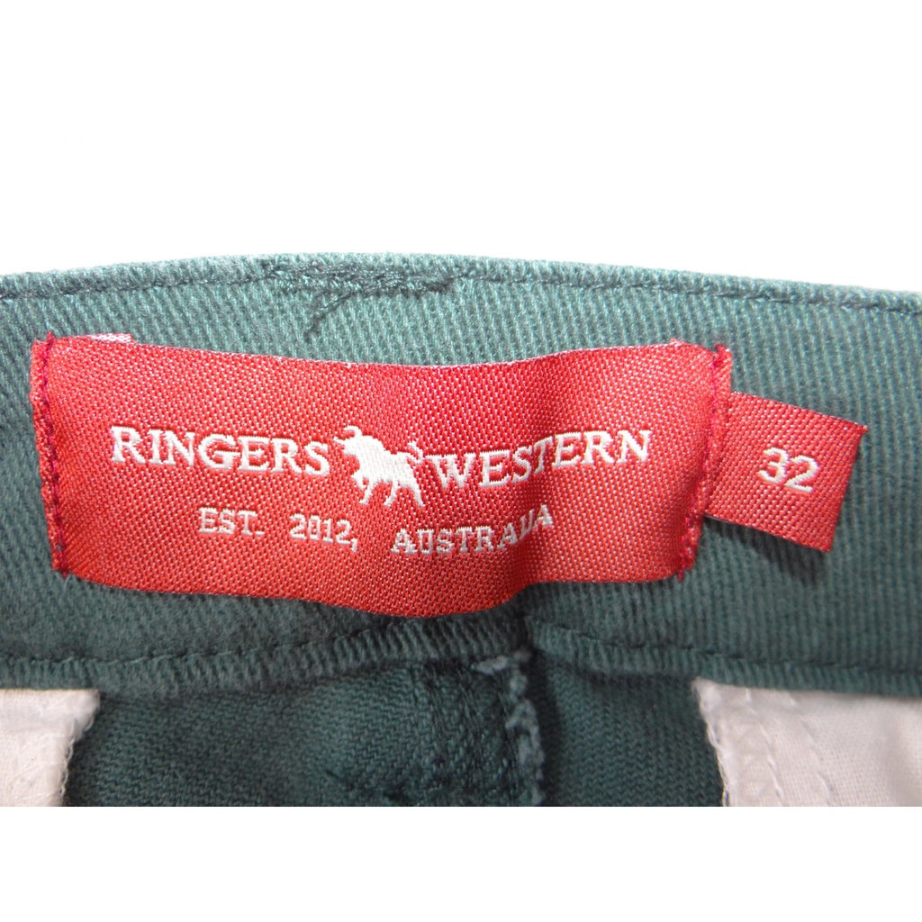Ringers Western Mens Workwear Shorts Green Size 32 Cotton Twill Pleated 2781