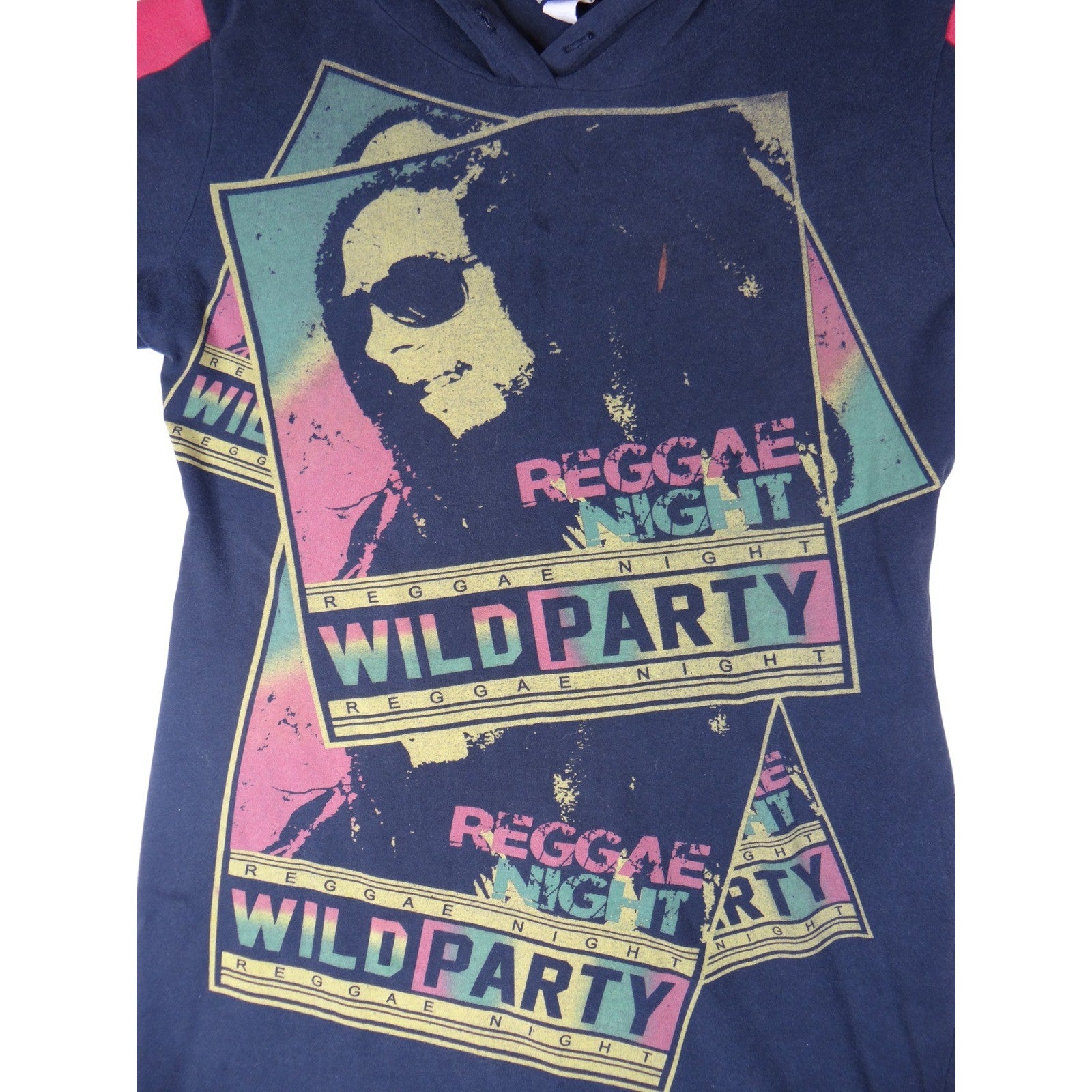 Chesley Womens 2X Black Red Reggae Night Wild Party Graphic Hooded Dress