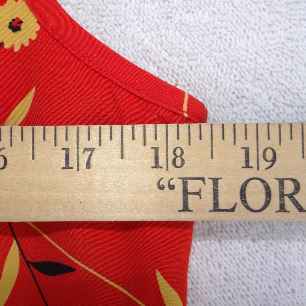 L.J. Freud Red Floral Daisy Tie Neck Sleeveless Blouse Top Small